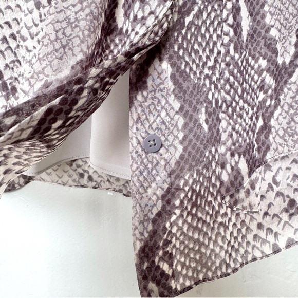 DVF Jezebel Python Grey Print Tie Neck Long Sleeve Shift Mini Dress Size 6 - Picture 7 of 14